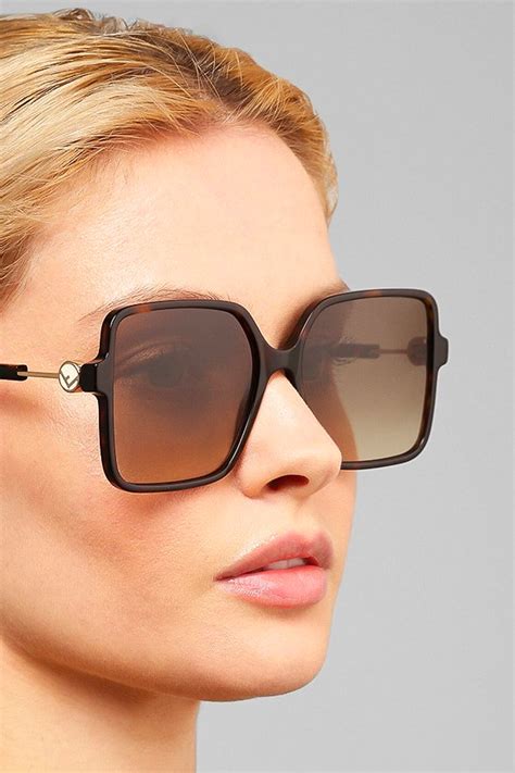 fendi 58mm oversized metal square sunglasses|Fendi women's oversized sunglasses.